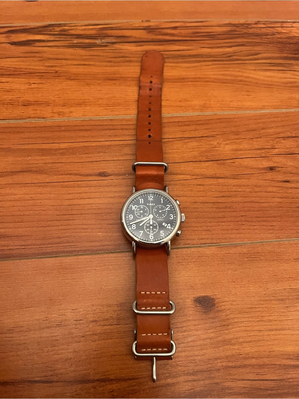 Timex Brown Leather Men's Watch Strap Genuine Leather - needs battery